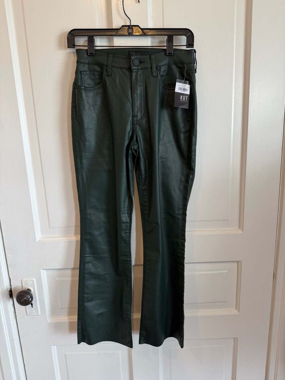 Kut From The Kloth Kelsey Jeans Coated Green Kick Flare NWT - Picture 4 of 8